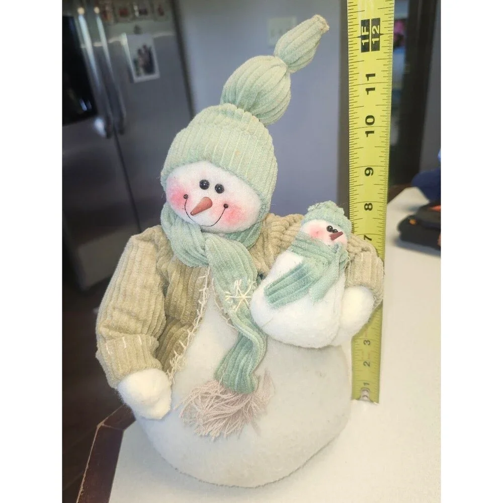 Freestanding Fabric Snowman With Baby, 12